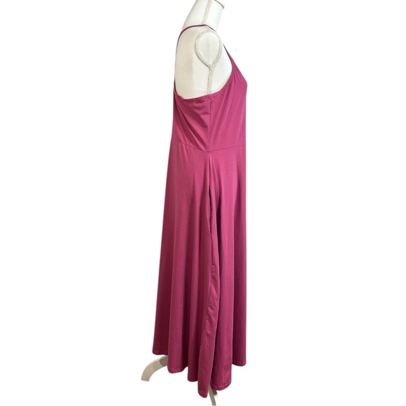Pact Organic Womens Fit and Flare Midi Dress in Pink/Purple Color Size XL - Picture 4 of 8
